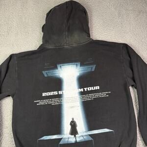 The Weeknd 2025 After Hours Til Dawn Tour Hoodie L Black Faded Concert Merch XO